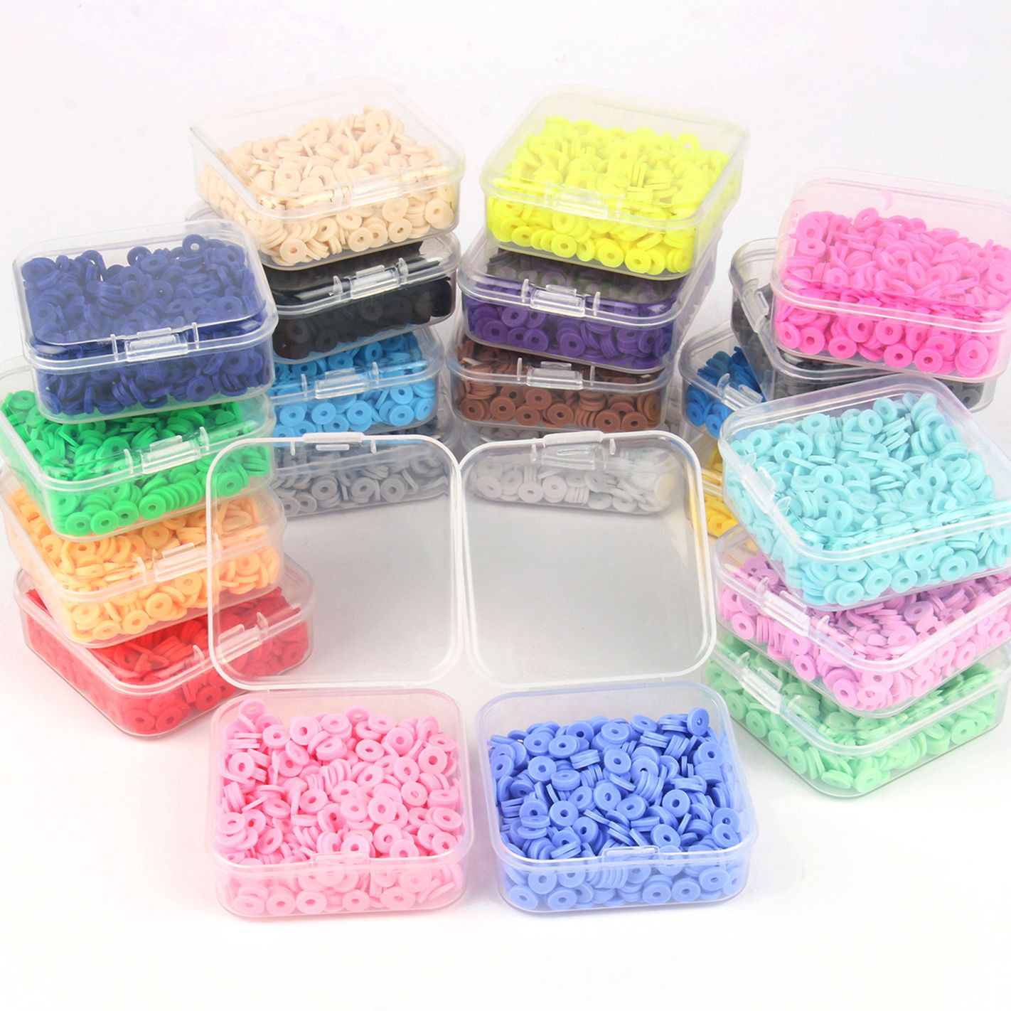 Seed Bead Tube - 500 pz/scatola 6mm Piatto Rotondo Argilla