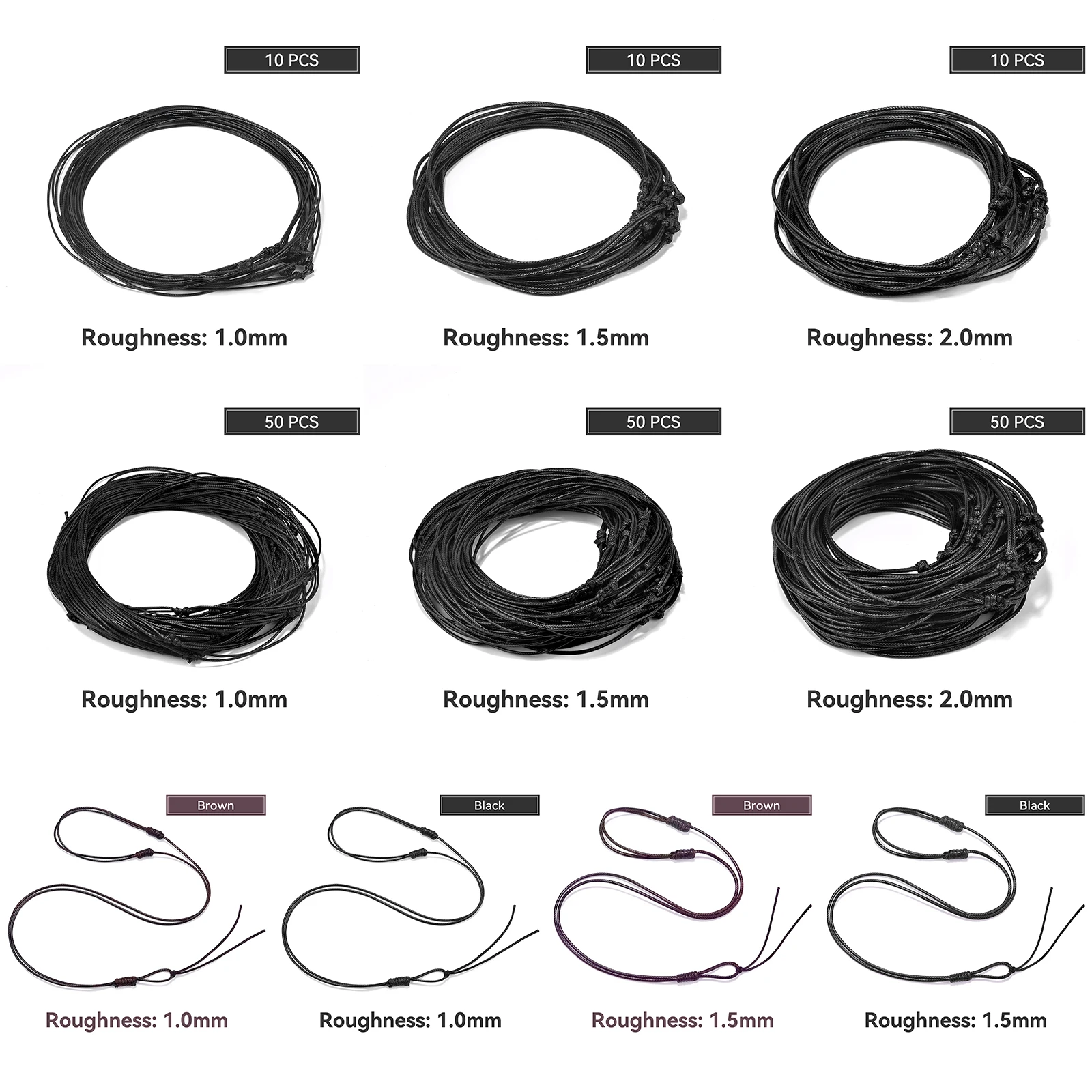 Jewelry Making Knots - 1/10/50 pz. Collana Choker Regolabile 1/1.5/2mm