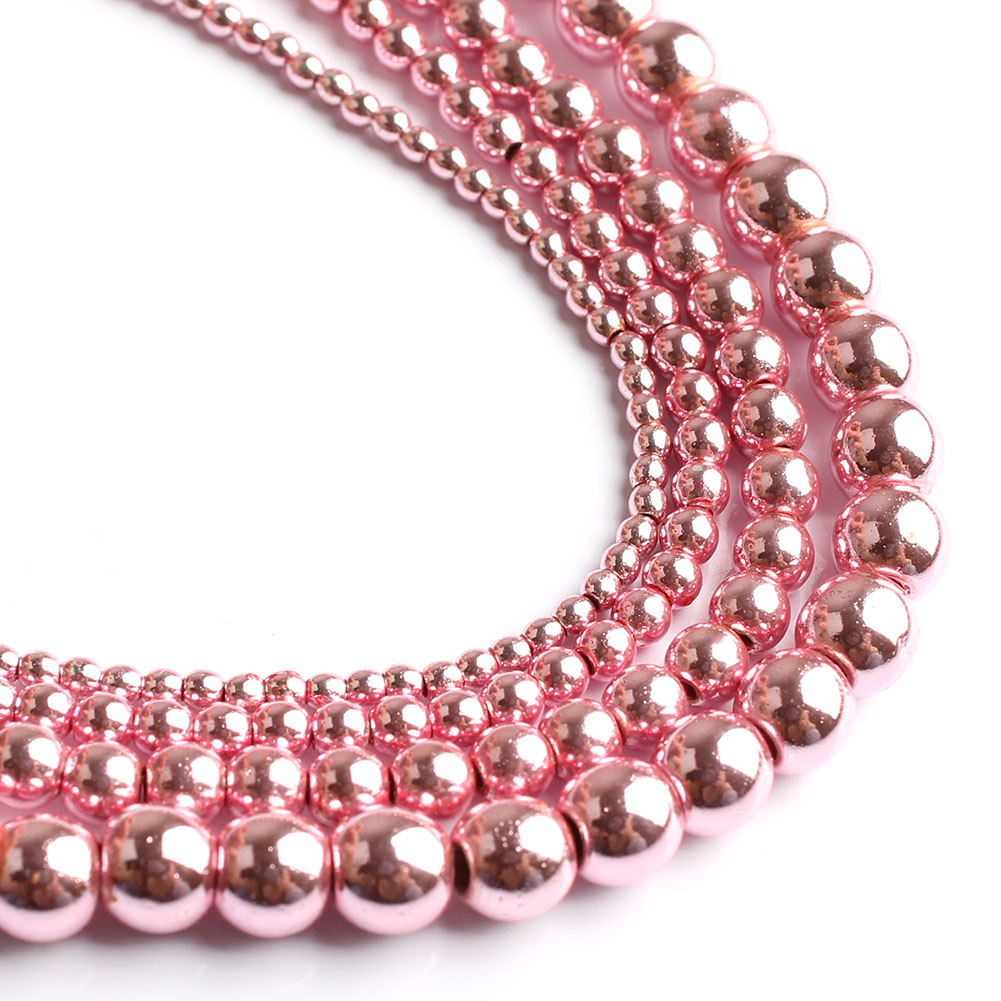 Seed Bead Tube - Perline rotonde in pietra ematite rosa